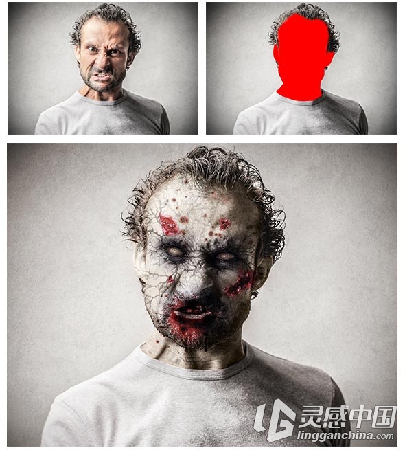 僵尸恐怖PS动作Zombie Photoshop Action(附视频教程)  灵感中国网 www.lingganchina.com