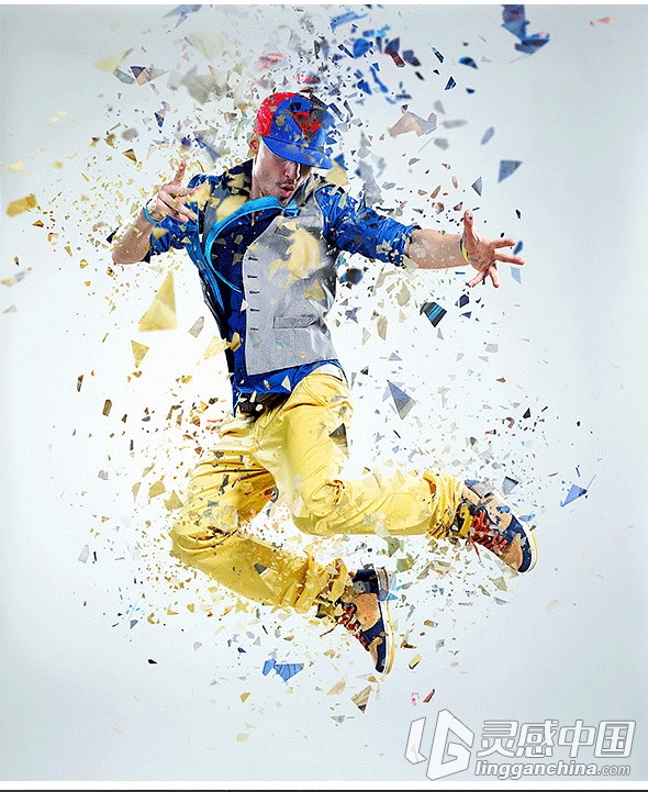 超酷爆炸碎片分散PS地动作 Shatter2 Photoshop Action(附视频教程)  灵感中国网 www.lingganchina.com