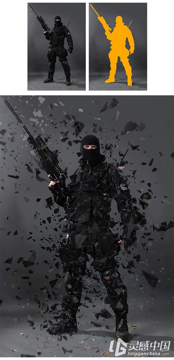 超酷爆炸碎片分散PS地动作 Shatter2 Photoshop Action(附视频教程)  灵感中国网 www.lingganchina.com