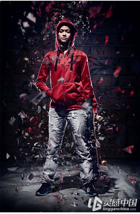 超酷爆炸碎片分散PS地动作 Shatter2 Photoshop Action(附视频教程)  灵感中国网 www.lingganchina.com