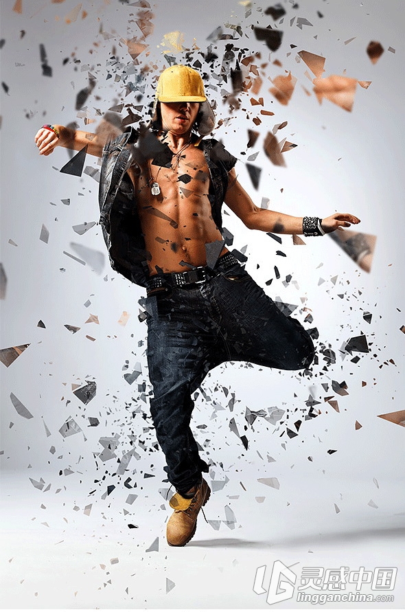 超酷爆炸碎片分散PS地动作 Shatter2 Photoshop Action(附视频教程)  灵感中国网 www.lingganchina.com