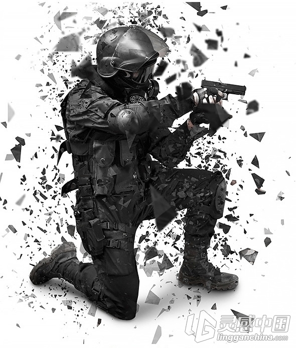 超酷爆炸碎片分散PS地动作 Shatter2 Photoshop Action(附视频教程)  灵感中国网 www.lingganchina.com