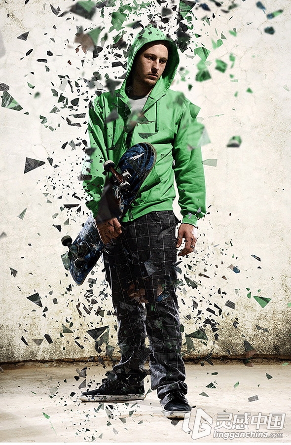 超酷爆炸碎片分散PS地动作 Shatter2 Photoshop Action(附视频教程)  灵感中国网 www.lingganchina.com