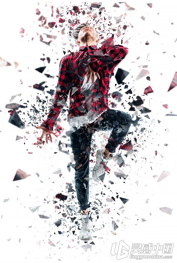超酷爆炸碎片分散PS地动作 Shatter2 Photoshop Action(附视频教程)  灵感中国网 www.lingganchina.com