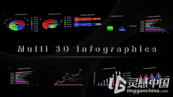 三维统计信息图表展示动画AE模板 Videohive Multi 3D Infographics  灵感中国网 www.lingganchina.com