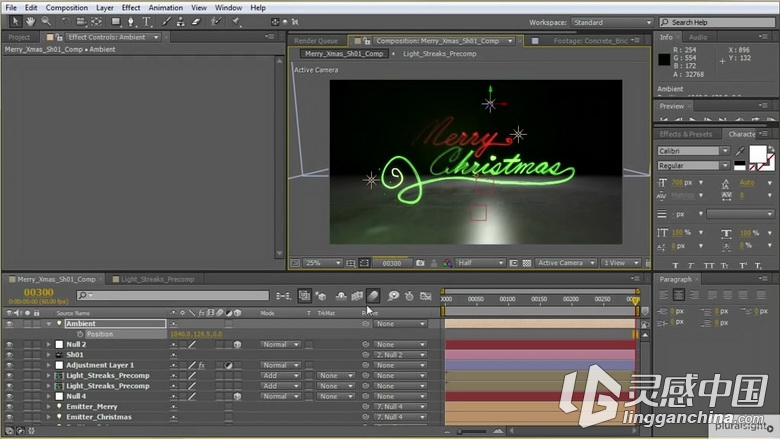 AE超级粒子光绘特效动画视频教程Digital-Tutors Virtual Light Painting Using Tra...  灵感中国网 www.lingganchina.com