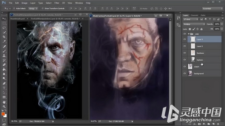 photoshop奇幻风格角色绘画教程 TutsPlus – Fantasy Digital Portraits  灵感中国网 www.lingganchina.com