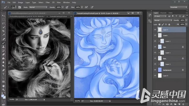 photoshop奇幻风格角色绘画教程 TutsPlus – Fantasy Digital Portraits  灵感中国网 www.lingganchina.com