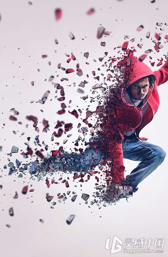 超酷3D粒子分散PS动作 3D Dispersion PS Action（附视频教程）  灵感中国网 www.lingganchina.com