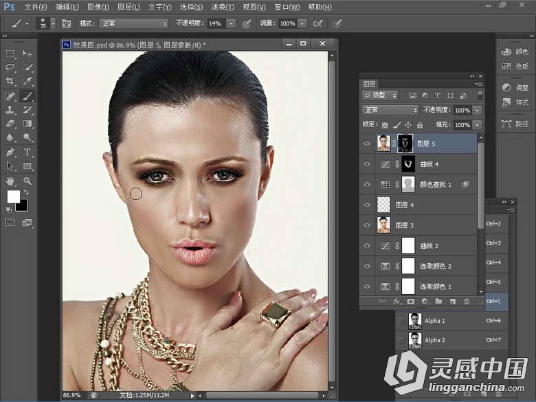 Photoshop人像调色磨皮技法中文视频教程 （多案例.附素材)  灵感中国网 www.lingganchina.com