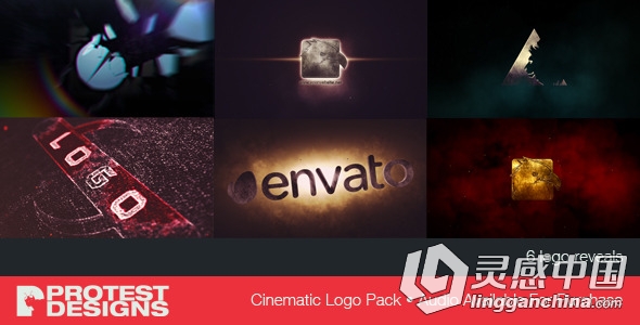 6组影视级片头Logo演绎动画AE模板 Videohive Cinematic Logo Pack  灵感中国网 www.lingganchina.com