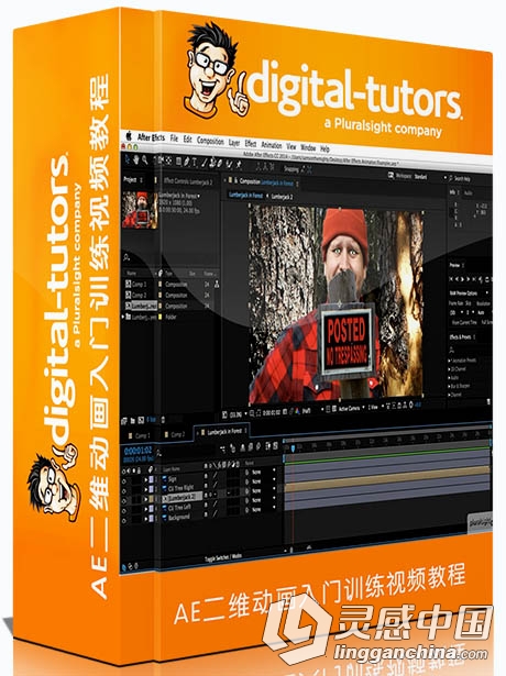 AE二维动画入门训练视频教程Digital-Tutors Beginning 2D Computer Animation in A...  灵感中国网 www.lingganchina.com