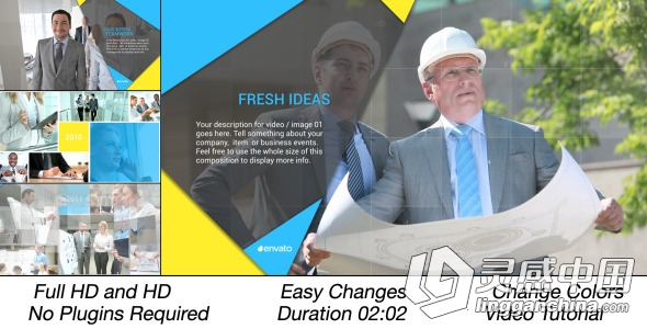 企业公司业绩业务宣传动画AE模板 Videohive Clean Corporate Multi Video Slideshow  灵感中国网 www.lingganchina.com