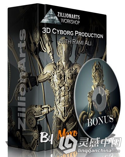 ZBrush概念机器人雕刻视频教程ZillionArtsWorkshop 3D Cyborg Production  灵感中国网 www.lingganchina.com