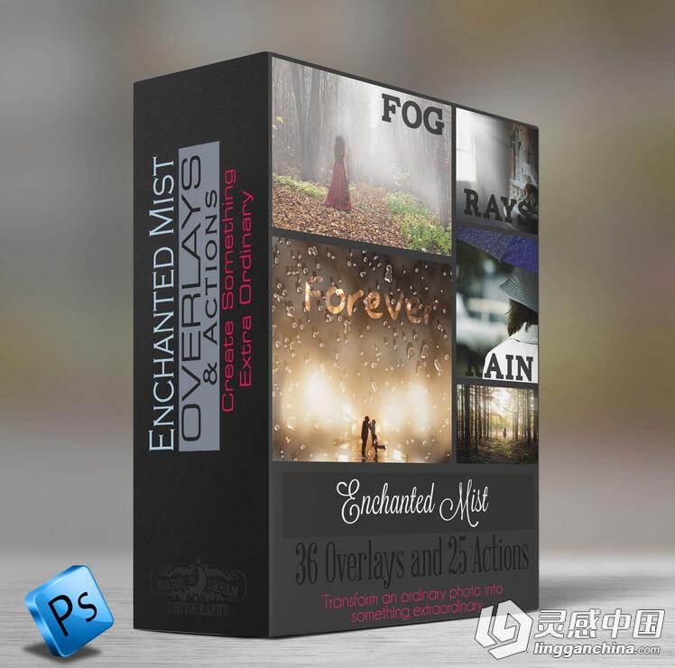 PS光线雨雪叠加特效调色动作 Enchanted Mist 附视频教程  灵感中国网 www.lingganchina.com
