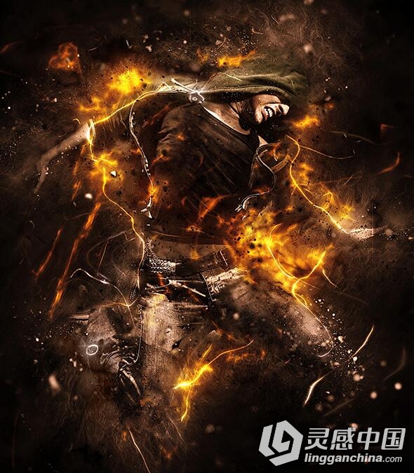 超酷火焰燃烧光效PS动作 Fury Photoshop Action 附视频教程  灵感中国网 www.lingganchina.com