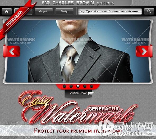 超酷作品虚线和斜线水印PS动作 Easy Watermark Generator  灵感中国网 www.lingganchina.com