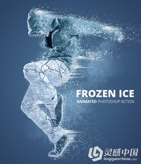 极速冰冻GIF动作 Frozen Ice Gif Animated Photoshop Action 含视频教程  灵感中国网 www.lingganchina.com