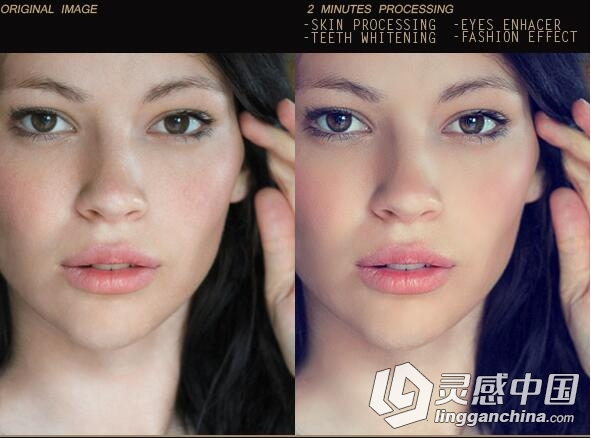 快速人像皮肤修饰PS动作 Quick &amp; Easy Skin Retouch 附视频教程  灵感中国网 www.lingganchina.com