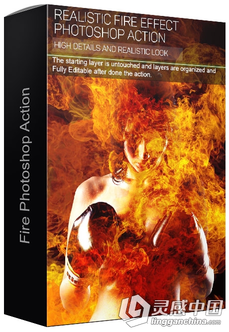 真实火焰燃烧PS动作 Realistic Fire Photoshop Action  灵感中国网 www.lingganchina.com