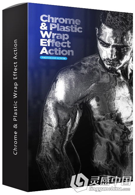 凝胶塑料特效动作 Chrome &amp; Plastic Wrap Effect Action 附视频教程  灵感中国网 www.lingganchina.com