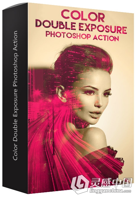 彩色双曝光PS动作 Color Double Exposure PS Action 附操作视频教程  灵感中国网 www.lingganchina.com