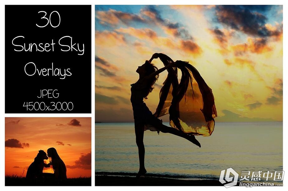 30张4K高清晚霞日落天空云彩素材 30 Dramatic Sunset Sky Overlays  灵感中国网 www.lingganchina.com