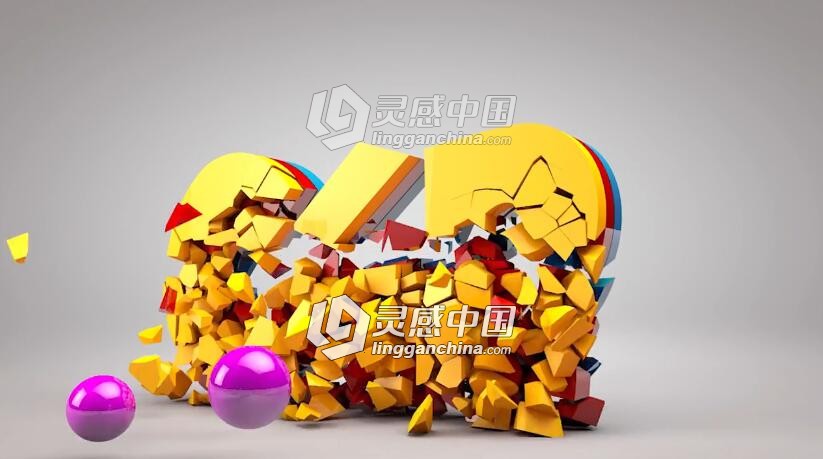 C4D破碎文字建模材质渲染视频教程 Break Text with Voronoi Fracturing  灵感中国网 www.lingganchina.com