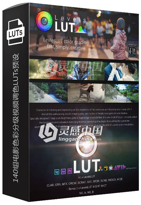 140组电影色彩分级视频调色LUTs预设 Levels LUT Video LUTs  灵感中国网 www.lingganchina.com