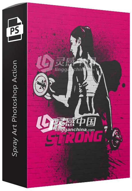 喷枪喷溅喷涂水墨广告艺术中文汉化版PS动作 支持PS CC2018  灵感中国网 www.lingganchina.com