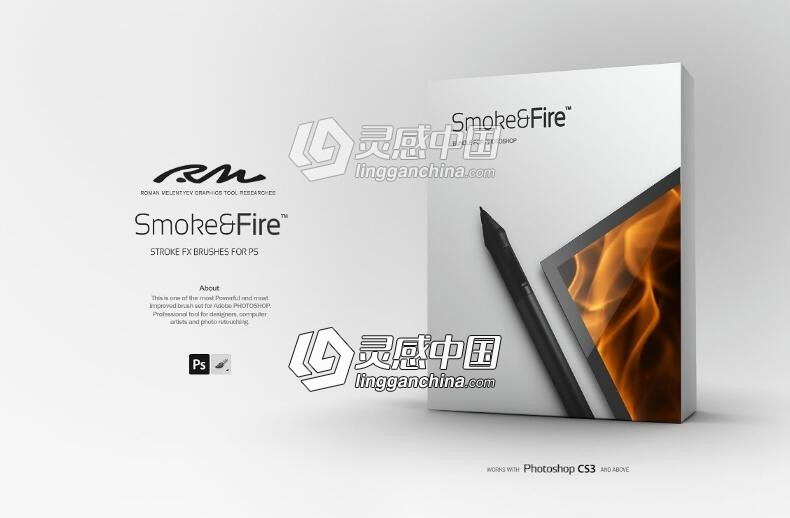 火焰烟雾笔刷|真实火焰烟雾爆炸特效解决方案笔刷 RM Smoke &amp; Fire  灵感中国网 www.lingganchina.com