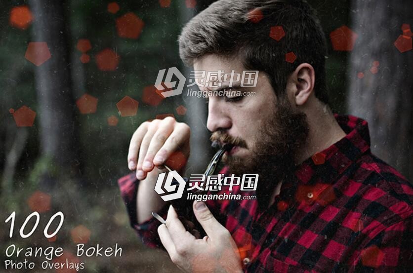 100张高清橙色散景光斑叠加合成背景素材 100 Orange Bokeh Overlays  灵感中国网 www.lingganchina.com