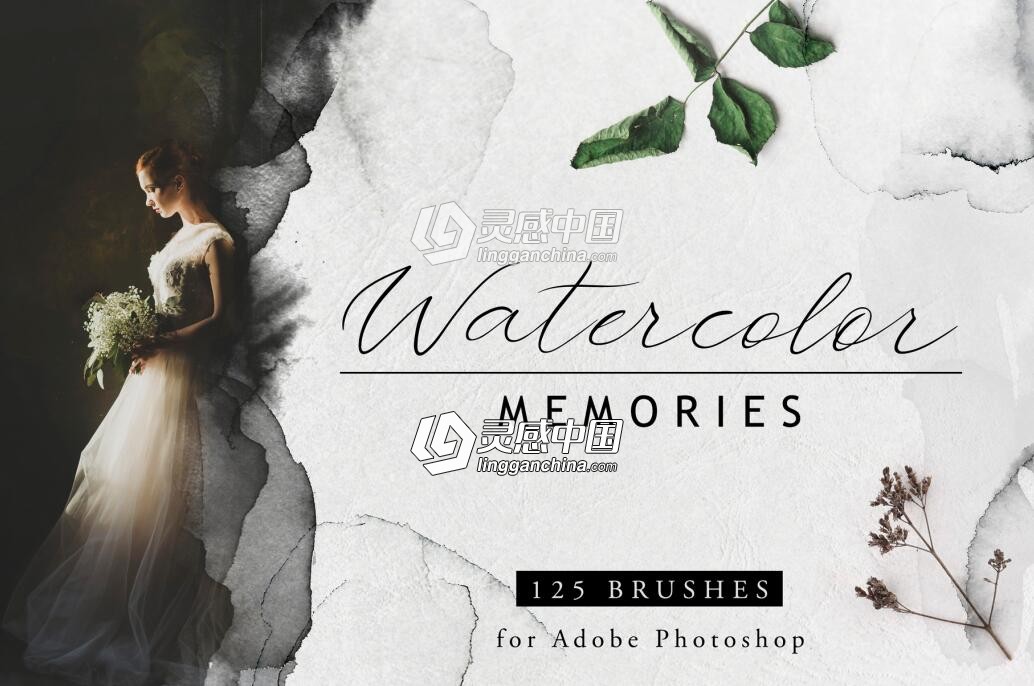 125组水彩PS笔刷 Watercolor memories - 125 PS brushes  灵感中国网 www.lingganchina.com
