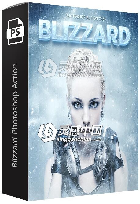 图片转风雪交加暴风雪效果PS中文汉化版动作 Blizzard Photoshop Action  灵感中国网 www.lingganchina.com