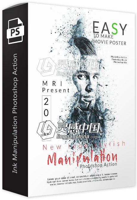 广告海报水墨艺术PS动作 Ink Manipulation Photoshop Action 附视频教程  灵感中国网 www.lingganchina.com