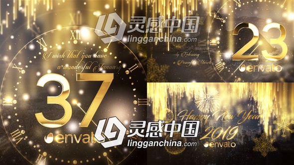 2019新年晚会开场迎新倒计时片头AE模板 Videohive New Year Countdown 2019  灵感中国网 www.lingganchina.com