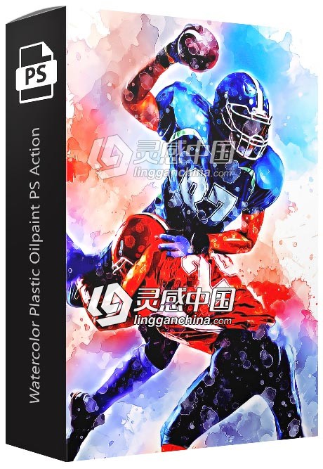 水彩塑料油漆飞溅PS动作 Watercolor Plastic Oilpaint Photoshop Action  灵感中国网 www.lingganchina.com