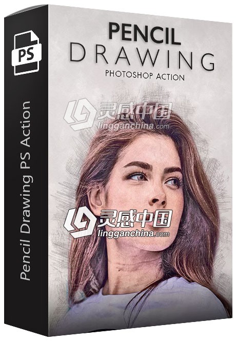 铅笔画ps动作 Pencil Drawing Photoshop Action 附视频教程  灵感中国网 www.lingganchina.com