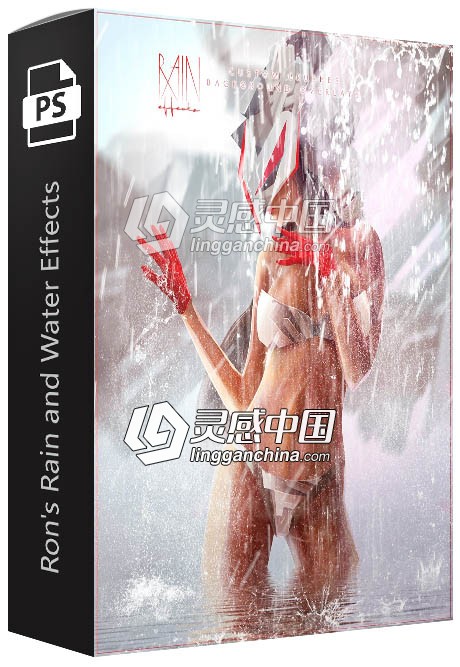 Rons雨水特效PS笔刷下雨飞溅雷雨暴雨情绪氛围修图合成PS笔刷  灵感中国网 www.lingganchina.com