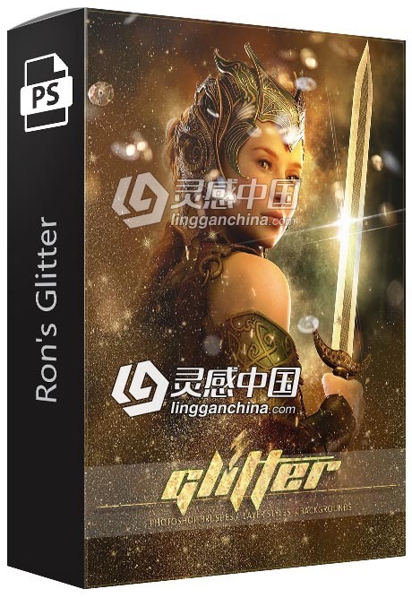 闪光粉尘粉末PS笔刷商业人像修图化妆眼影唇彩PS合成素材 Ron's Glitter  灵感中国网 www.lingganchina.com