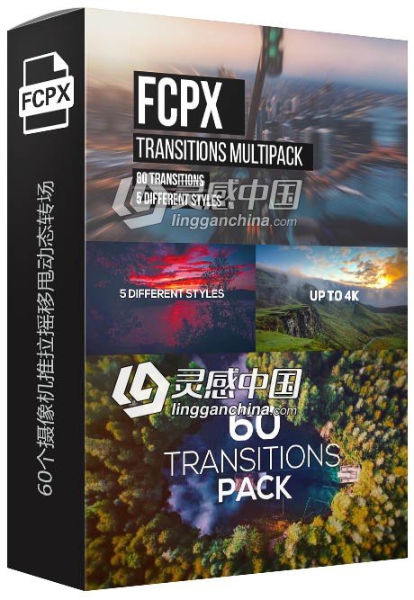 FCPX插件：60个摄像机推拉摇移甩动态转场Transitions Multipack  灵感中国网 www.lingganchina.com