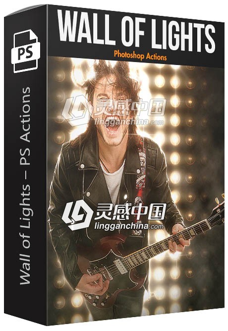 给人物和物体添加虚拟舞台效果PS动作 Wall of Lights – Photoshop Actions  灵感中国网 www.lingganchina.com