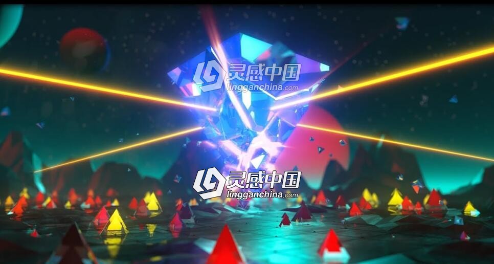 C4D+AE光束结晶VJ循环动画教程 （含工程文件）Cinema 4D and After Effects  灵感中国网 www.lingganchina.com
