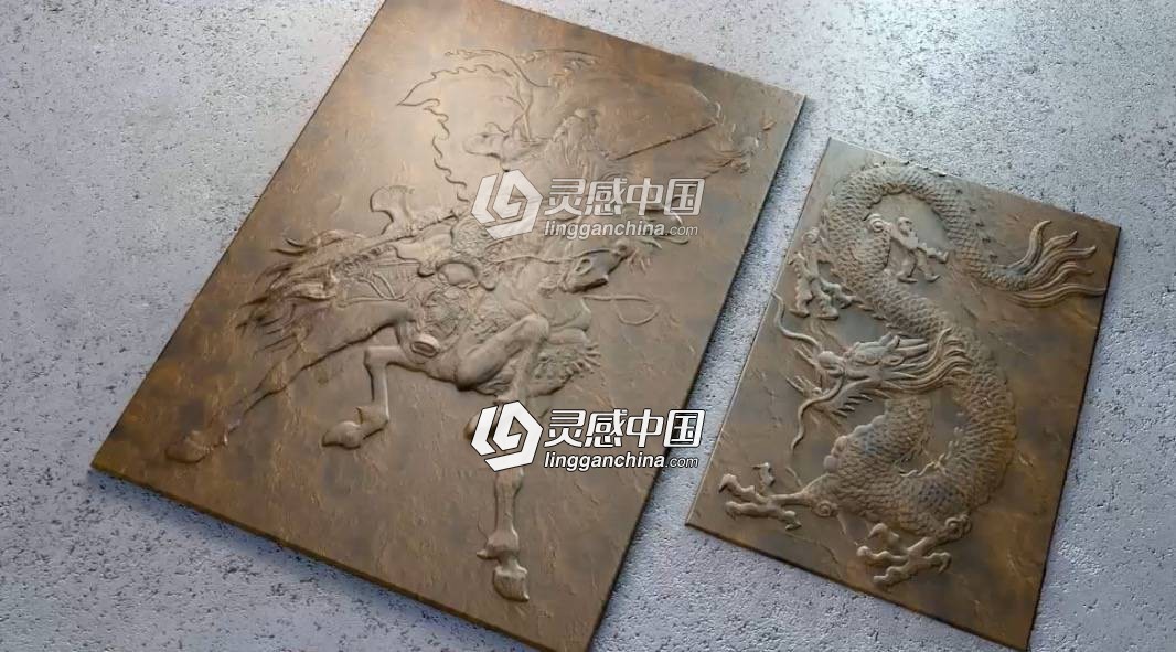 C4D使用置换制作浮雕效果的石木雕视频教程  灵感中国网 www.lingganchina.com