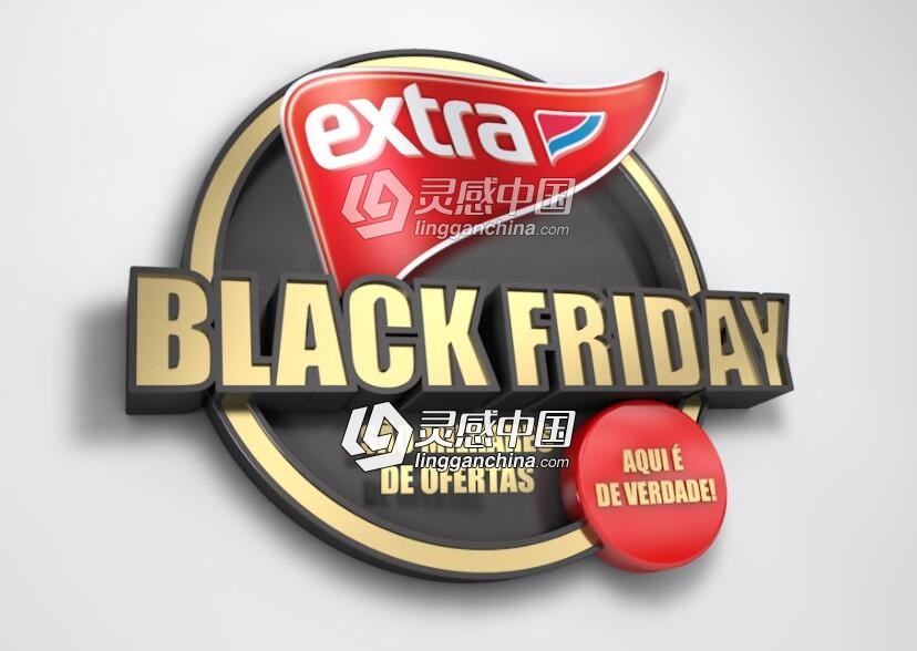 CINEMA 4D logo场景建模渲染视频教程 Composi&#231;&#227;o Black Friday  灵感中国网 www.lingganchina.com