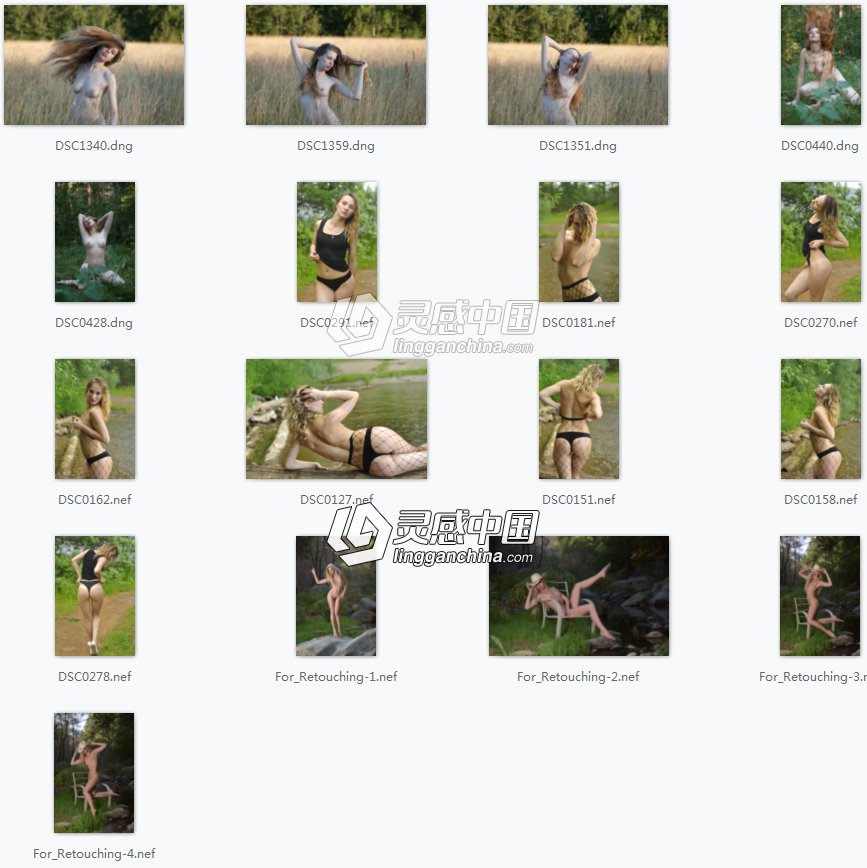 17张RAW原片 欧美美女模特外拍人体摄影艺术私房写真摄影尼康RAW练习素材  灵感中国网 www.lingganchina.com