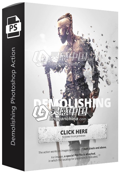 人体爆破PS特效动作 Demolishing Photoshop Action 附视频教程  灵感中国网 www.lingganchina.com