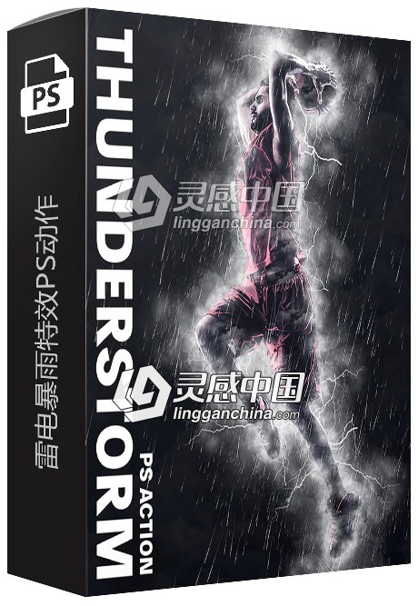 雷电暴雨特效PS动作 Thunderstorm Photoshop Action 附视频教程  灵感中国网 www.lingganchina.com