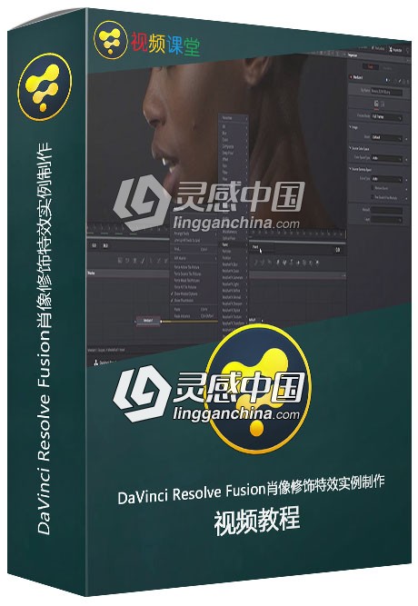 DaVinci Resolve Fusion肖像修饰特效实例制作视频教程  灵感中国网 www.lingganchina.com