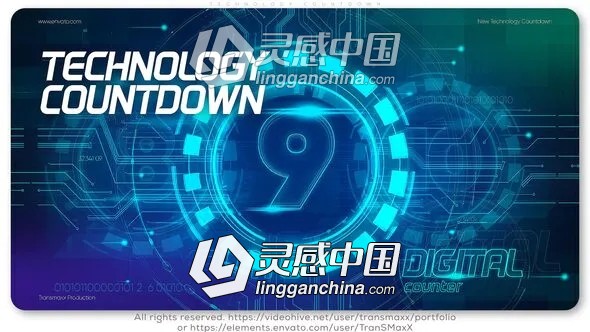 数字科技10秒倒计时开场片头AE模板 Videohive Technology Countdown  灵感中国网 www.lingganchina.com